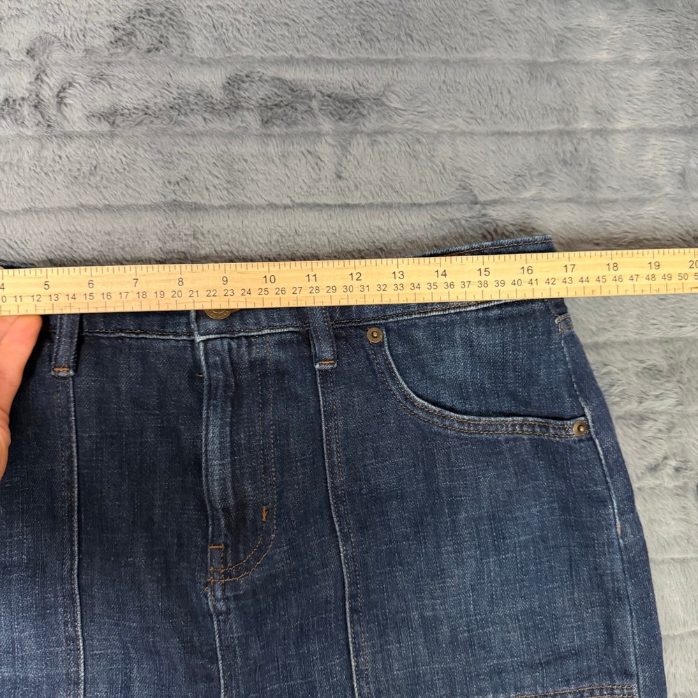Lauren Ralph Lauren Denim Skirt Women 10 Dark Blue Cotton Pencil Knee Length - Picture 2 of 10